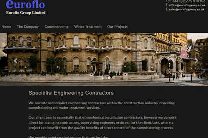 Euroflo's unique website is another of my custom-built websites